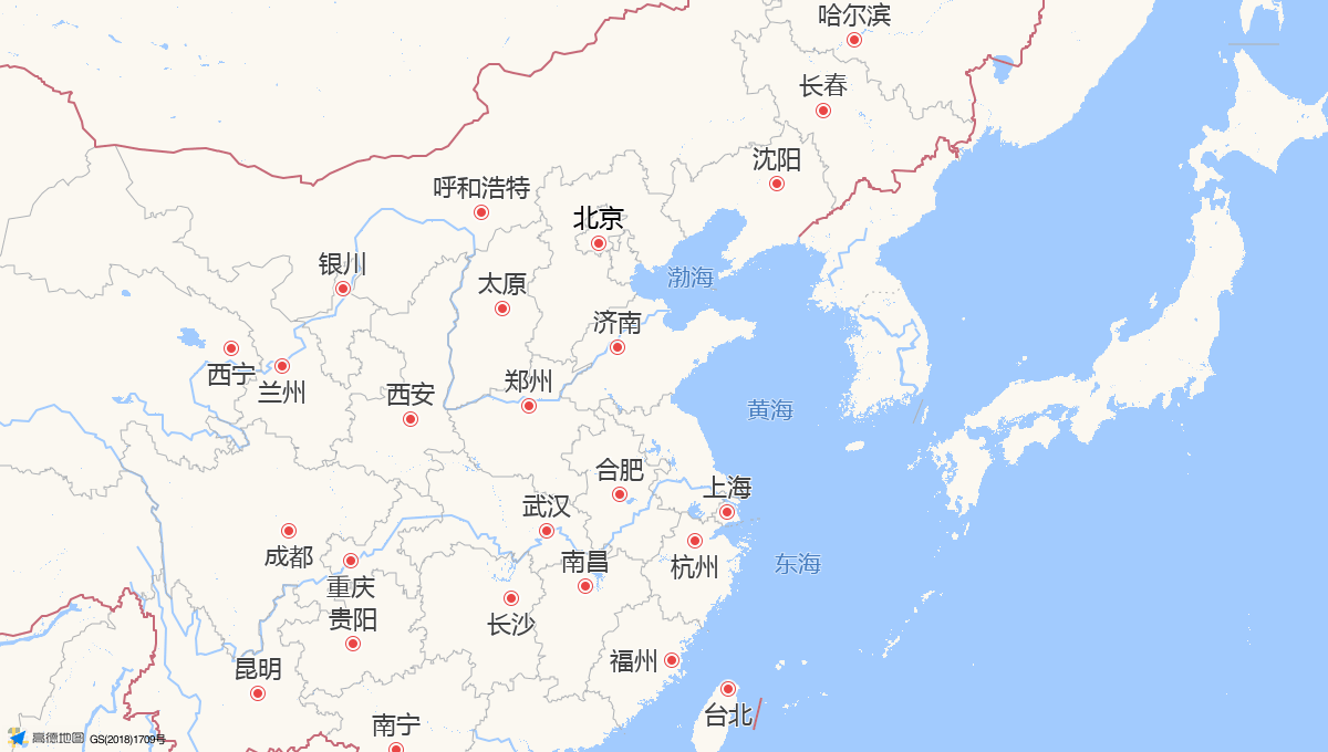Route map showing the 1,318 km rail route from Shanghai to Beijing, China